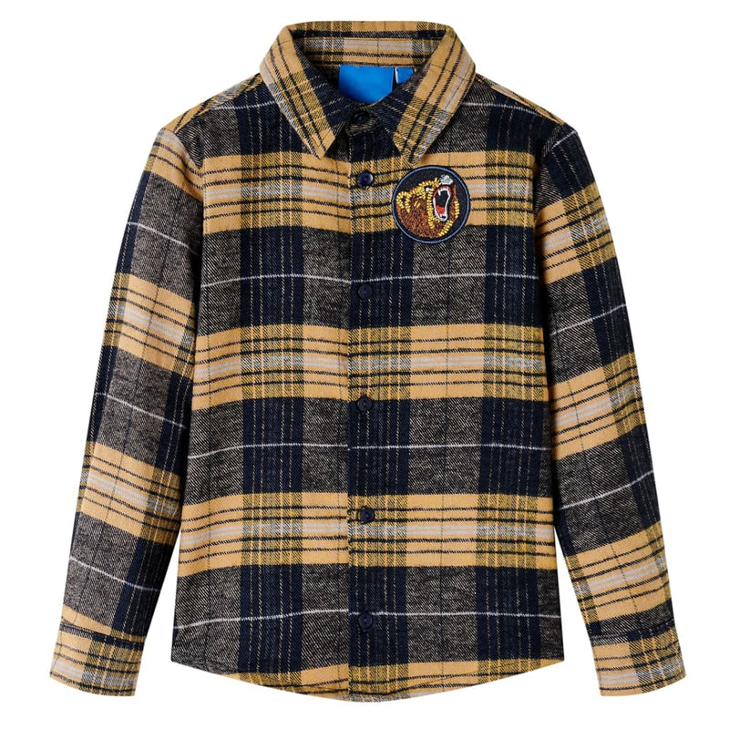 Vidaxl Shirt per bambini a scacchi 104 giallo e nero