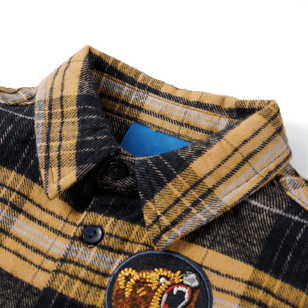 Vidaxl Shirt per bambini a scacchi 104 giallo e nero
