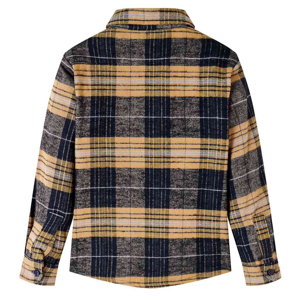 Vidaxl Shirt per bambini a scacchi 116 giallo e nero