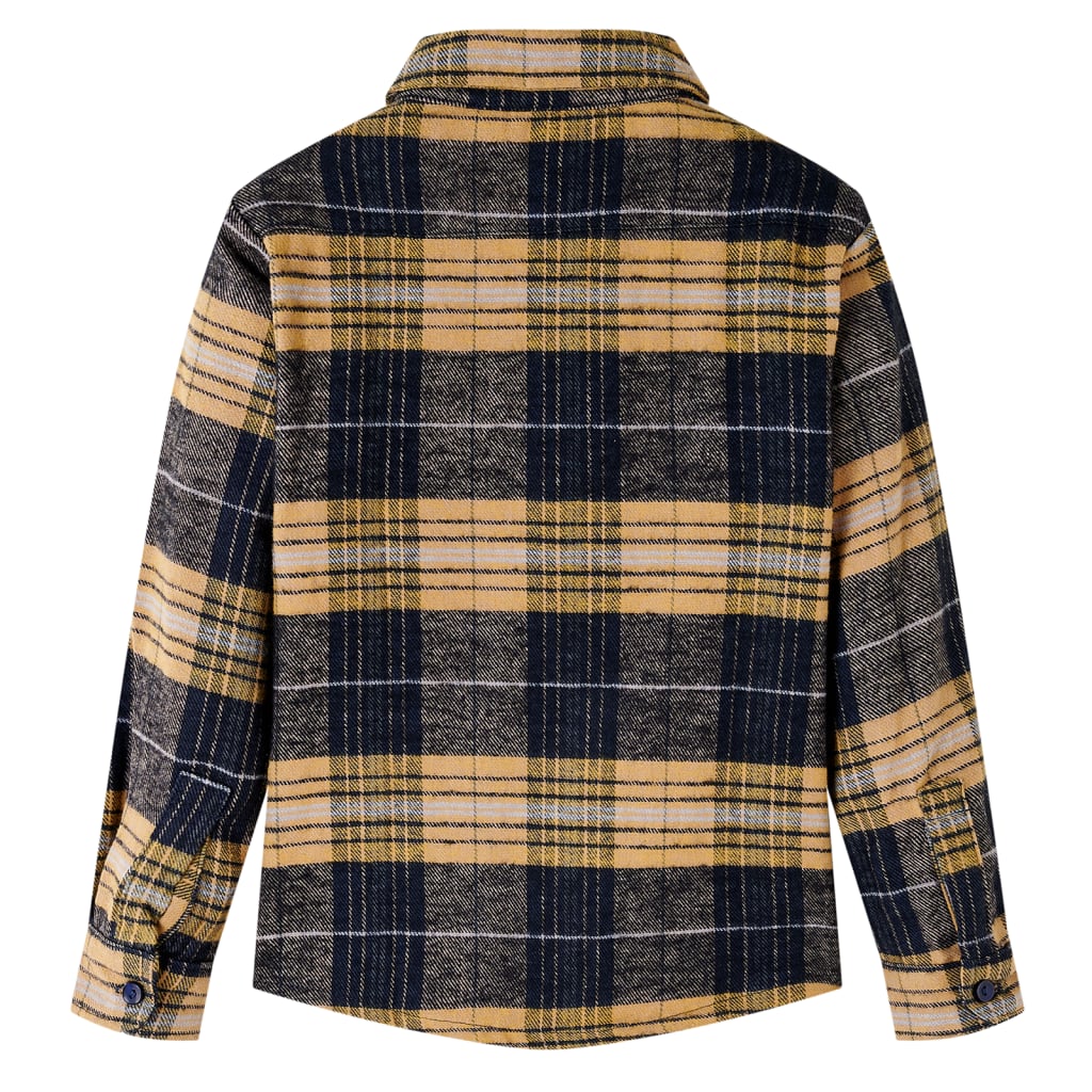 Vidaxl Shirt per bambini a scacchi 128 giallo e nero