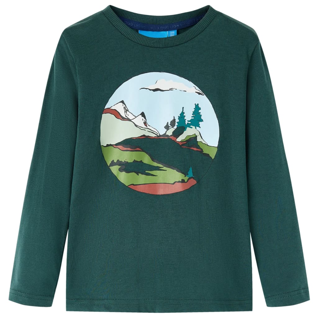Camicia per bambini Vidaxl con maniche lunghe 92 Donkergroen