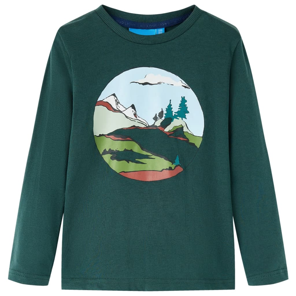 Camisa infantil de Vidaxl con mangas largas 116 Dark Green