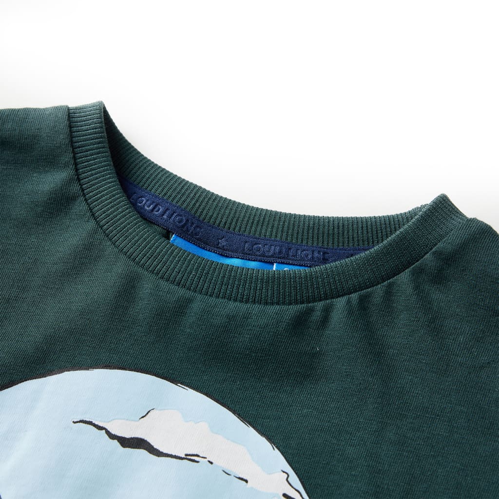 Camicia per bambini Vidaxl con maniche lunghe 128 Donkergroen