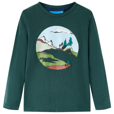 Camisa infantil de Vidaxl con mangas largas 140 Dark Green