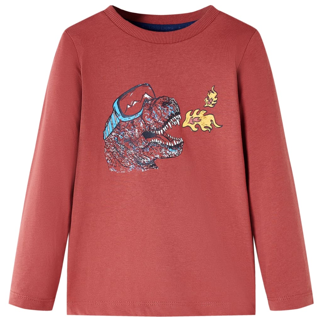 Camicia per bambini Vidaxl con maniche lunghe 128 rossastro -brown
