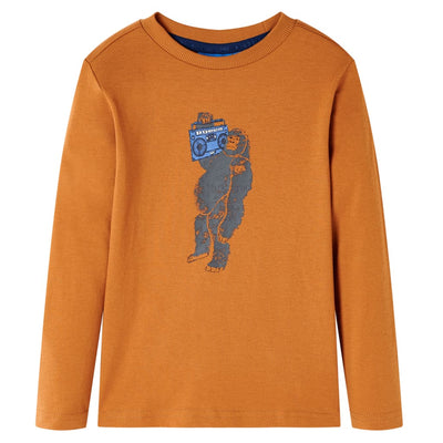 Camisa infantil de Vidaxl con mangas largas 128 color de cobre oscuro