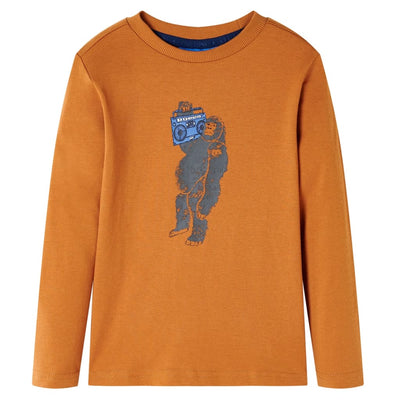 Camisa infantil de Vidaxl con mangas largas 140 color de cobre oscuro oscuro