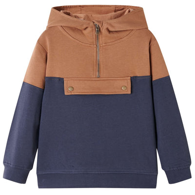 Vidaxl Kindersweater con Hood Half Rits 104 Antracitas Cognacdle