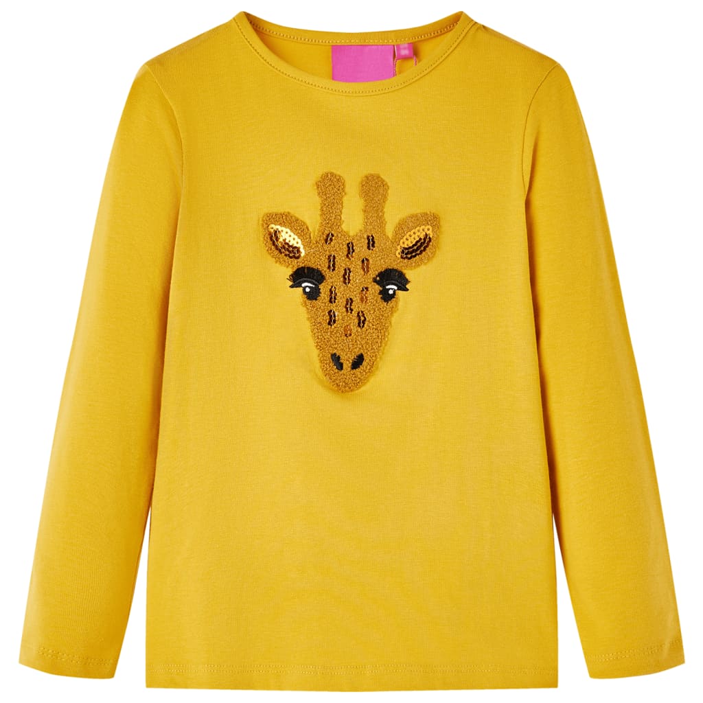 Camicia per bambini Vidaxl con maniche lunghe 128 ocra scura colorata
