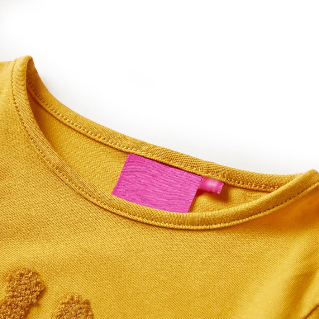 Camicia per bambini Vidaxl con maniche lunghe 128 ocra scura colorata