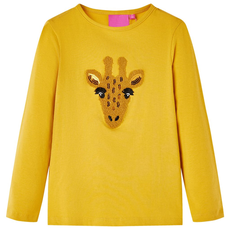 Vidaxl kindershirt met lange mouwen 140 donker okerkleurig