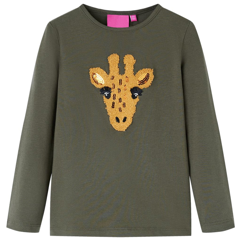 Camicia per bambini Vidaxl con maniche lunghe 92 kakikentig