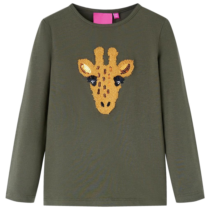 Camicia per bambini Vidaxl con maniche lunghe 128 kakikentig