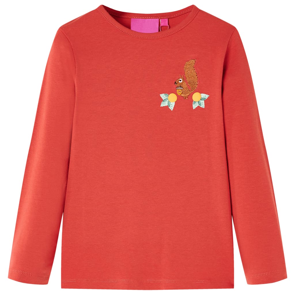 Camicia per bambini Vidaxl con maniche lunghe 92 marrone rossastro