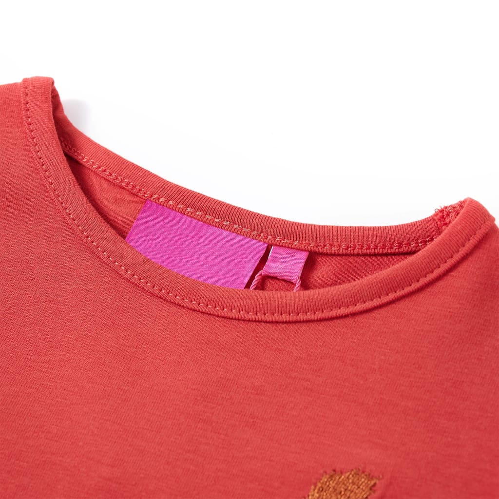 Vidaxl Camisa para niños con mangas largas 128 Reddish -Brawn