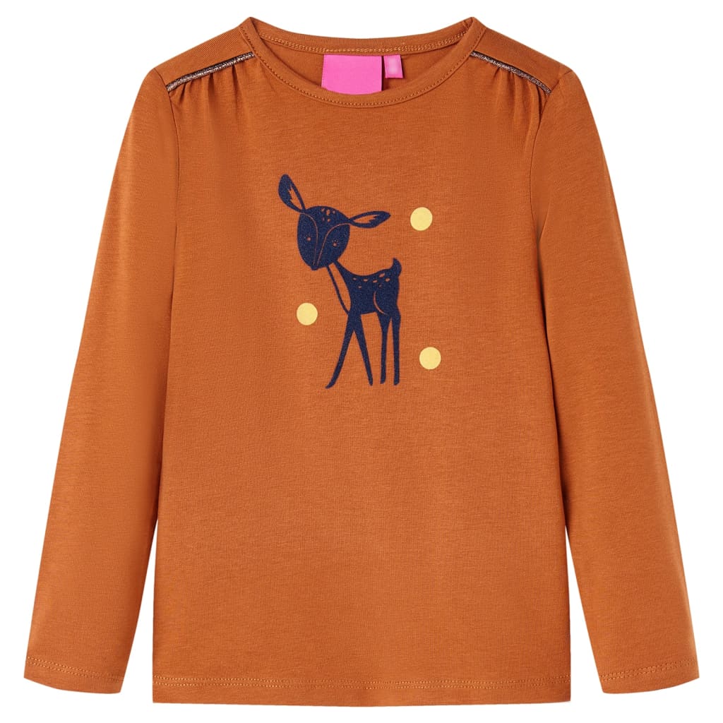 Camisa infantil de Vidaxl con mangas largas 92 Cognac Colored