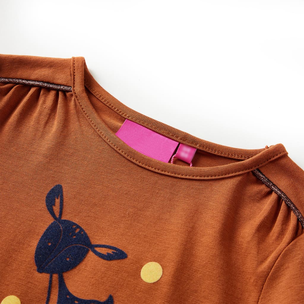 Camisa infantil de Vidaxl con mangas largas 92 Cognac Colored