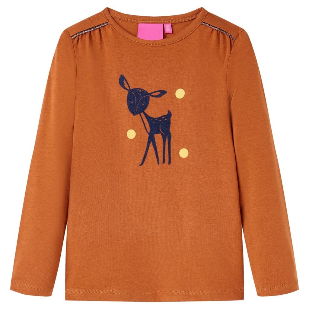 Camisa infantil de Vidaxl con mangas largas 104 Cognac