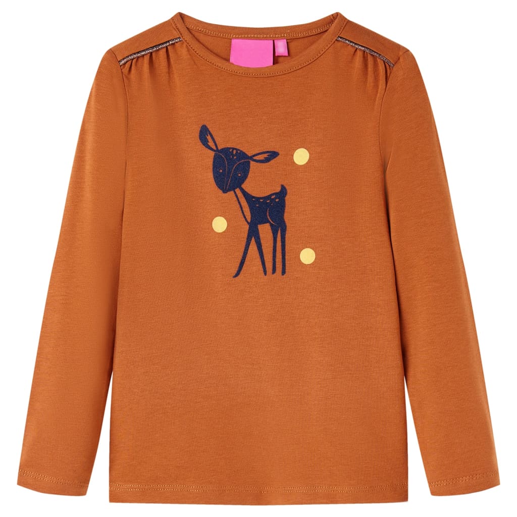 Camicia per bambini Vidaxl con maniche lunghe 116 Cognac Colorato