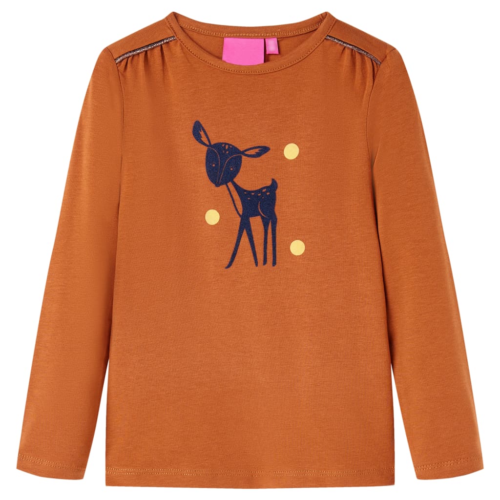 Camicia per bambini Vidaxl con manica lunga 140 cognac color