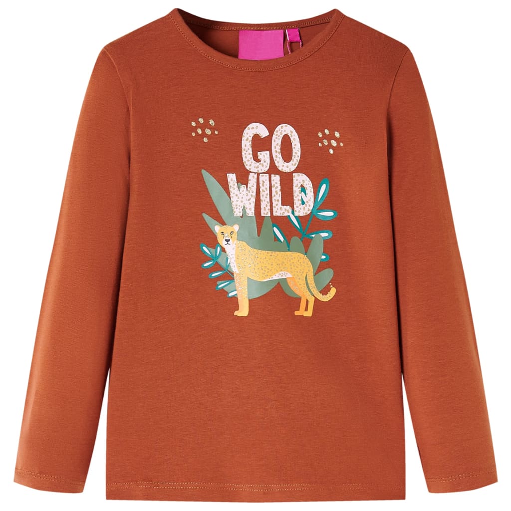 Camicia per bambini Vidaxl con maniche lunghe 128 cognac color