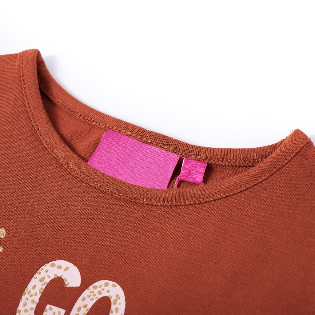 Camicia per bambini Vidaxl con manica lunga 140 cognac color