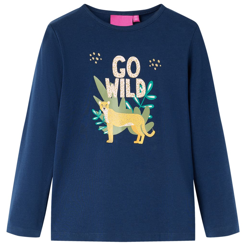 VidaXL Kindershirt met lange mouwen 116 marineblauw