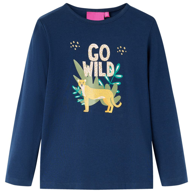 Camicia per bambini Vidaxl con maniche lunghe 128 blu navy