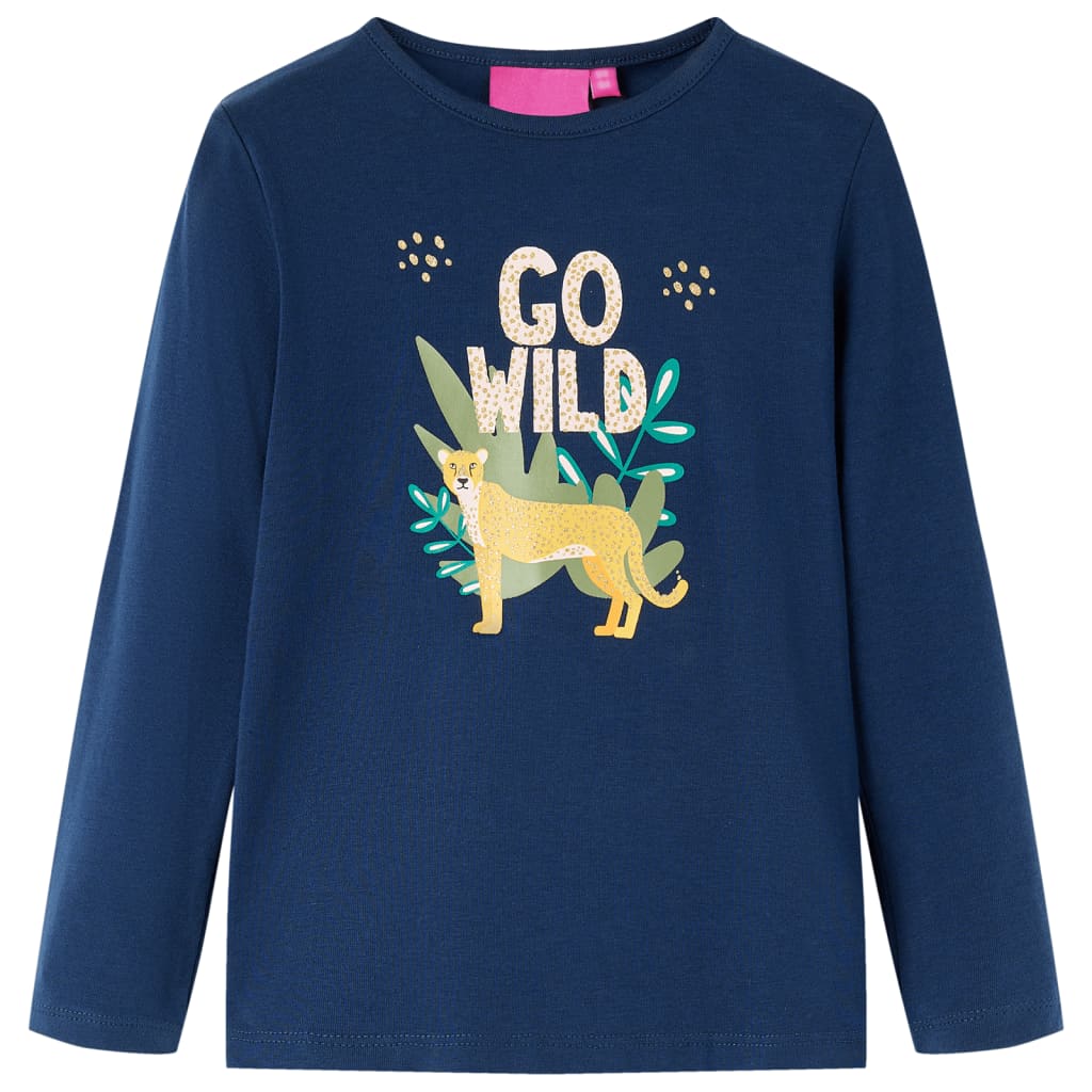 Camicia per bambini Vidaxl con maniche lunghe 128 blu navy