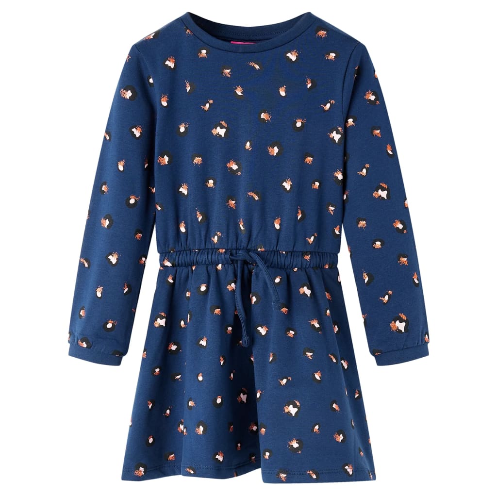 VidaXL Kinderjurk met lange mouwen 92 marineblauw