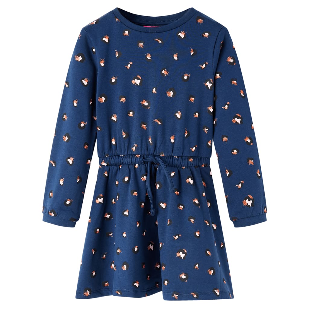 Abito per bambini Vidaxl con maniche lunghe 104 blu navy