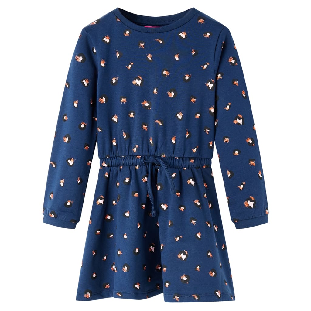 VidaXL Kinderjurk met lange mouwen 116 marineblauw