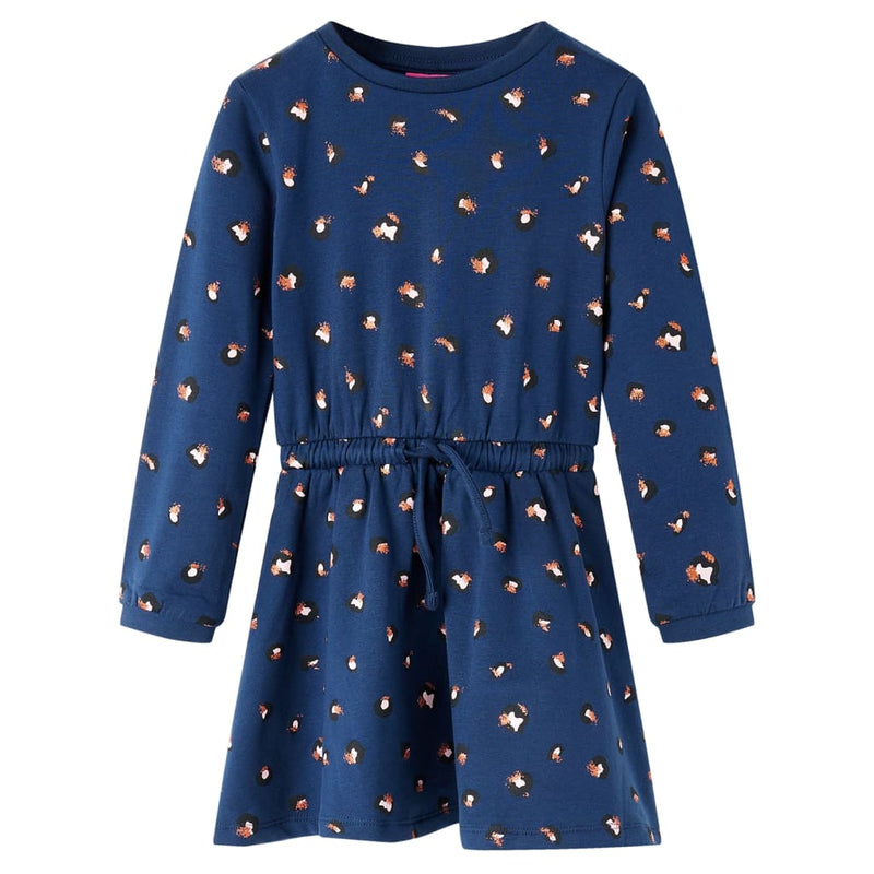 Abito per bambini Vidaxl con maniche lunghe 116 blu navy