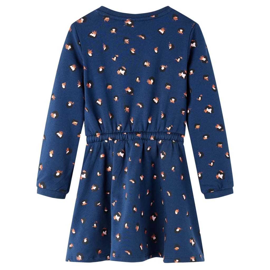 VidaXL Kinderjurk met lange mouwen 116 marineblauw