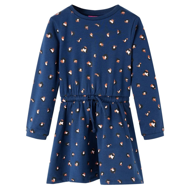 Abito per bambini Vidaxl con maniche lunghe 128 blu navy