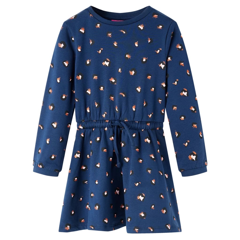 Abito per bambini Vidaxl con maniche lunghe 128 blu navy