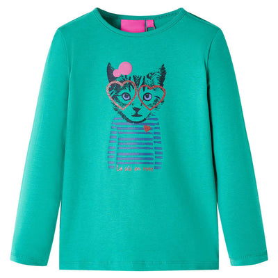 Camisa para niños de Vidaxl con mangas largas 92 de color verde brillante