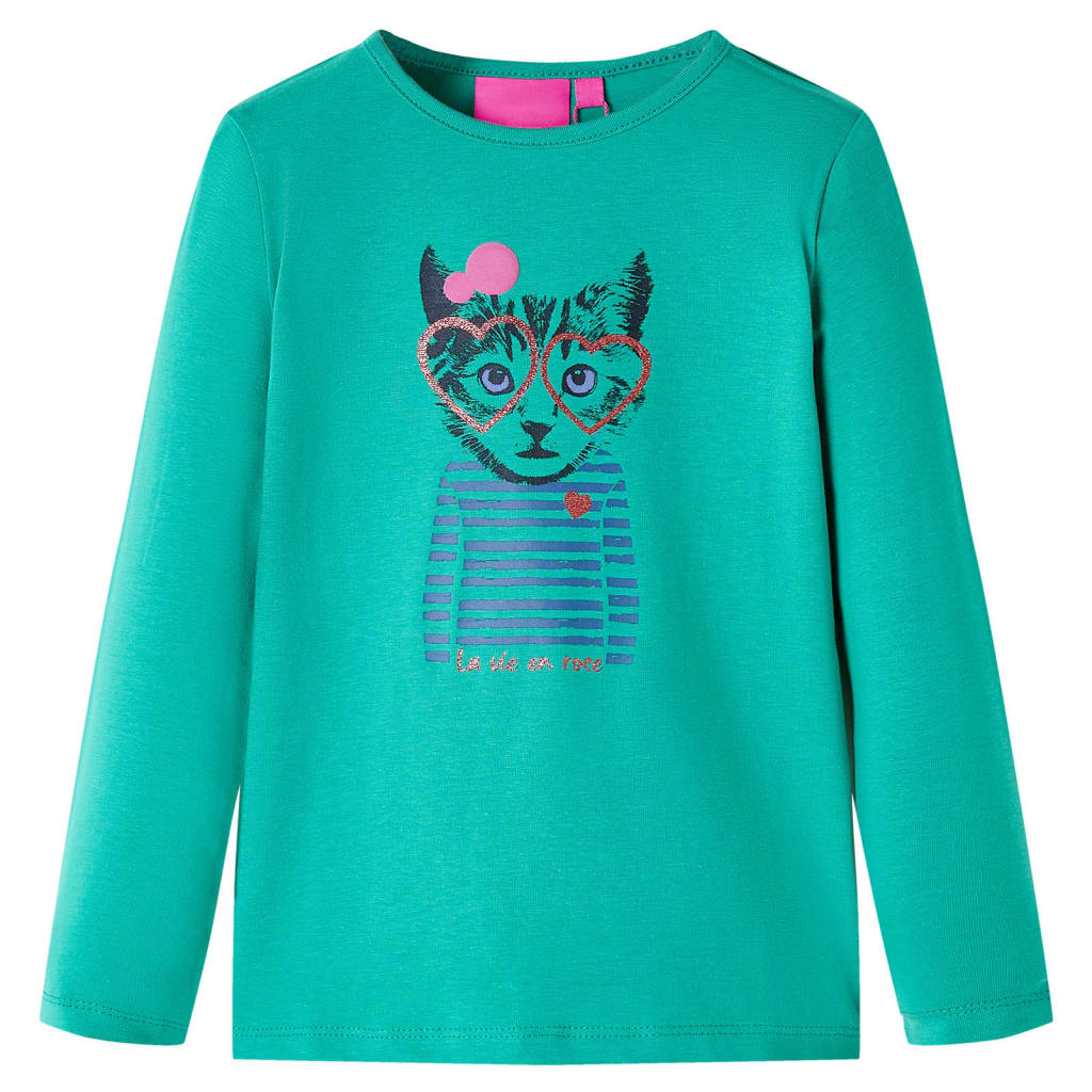 Camisa infantil de Vidaxl con mangas largas 116 Verde brillante