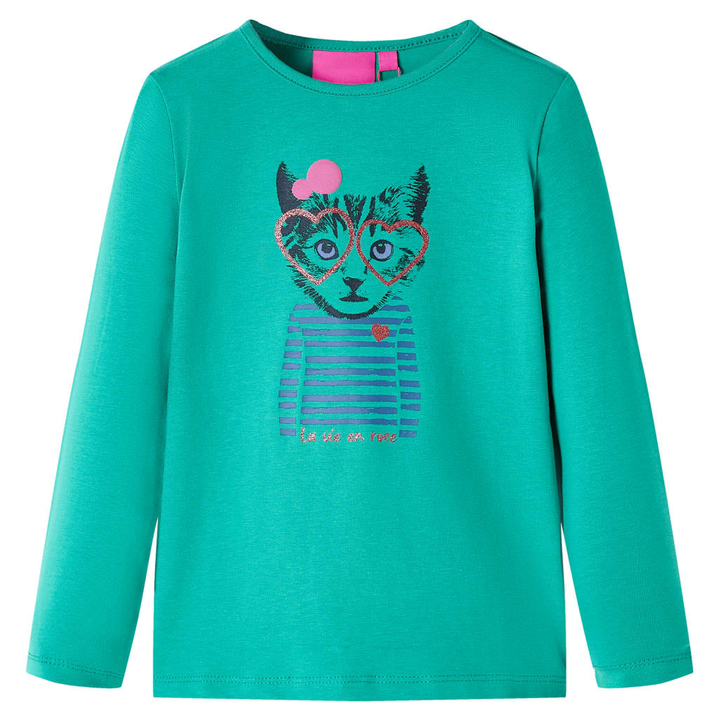 Camicia per bambini Vidaxl con maniche lunghe 128 verde brillante