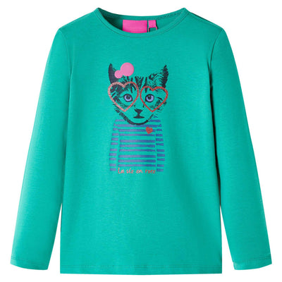 Camisa para niños de Vidaxl con mangas largas 140 de color verde brillante