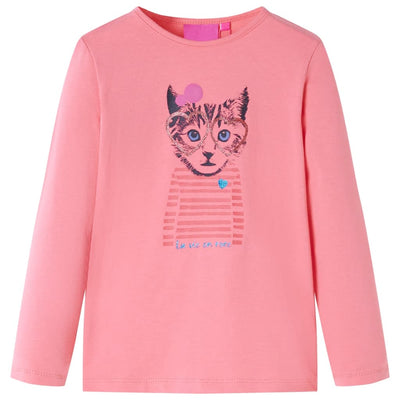 Camisa para niños de Vidaxl con mangas largas 92 rosa