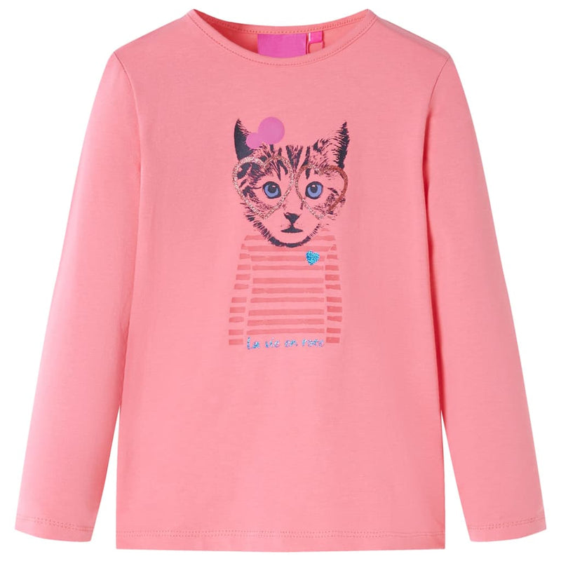 Camicia per bambini Vidaxl con maniche lunghe 128 rosa