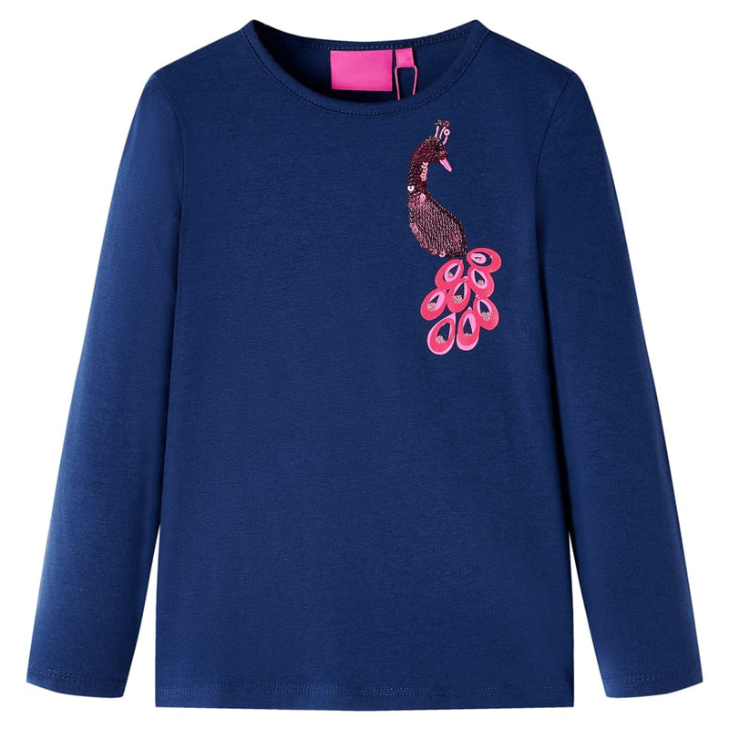Camicia per bambini Vidaxl con maniche lunghe 116 blu navy