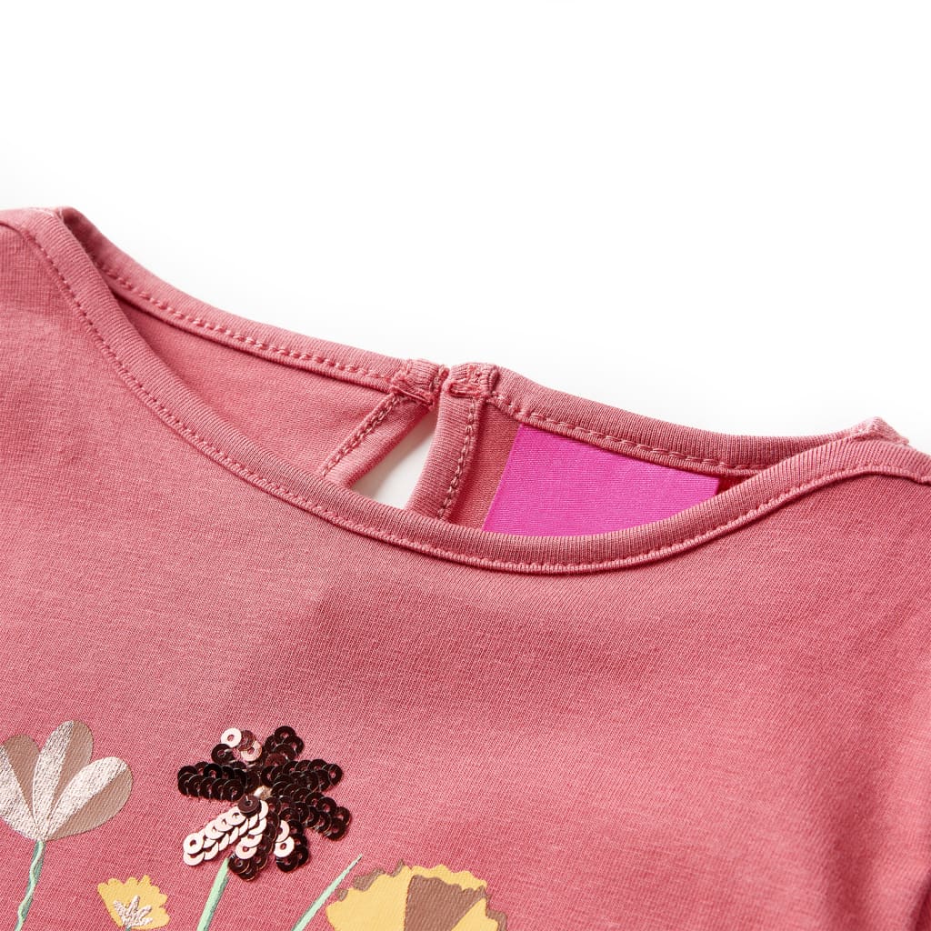Camicia per bambini Vidaxl con maniche lunghe 104 vecchia rosa