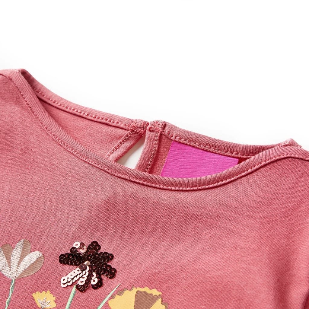 Camisa para niños de Vidaxl con mangas largas 116 Old Pink