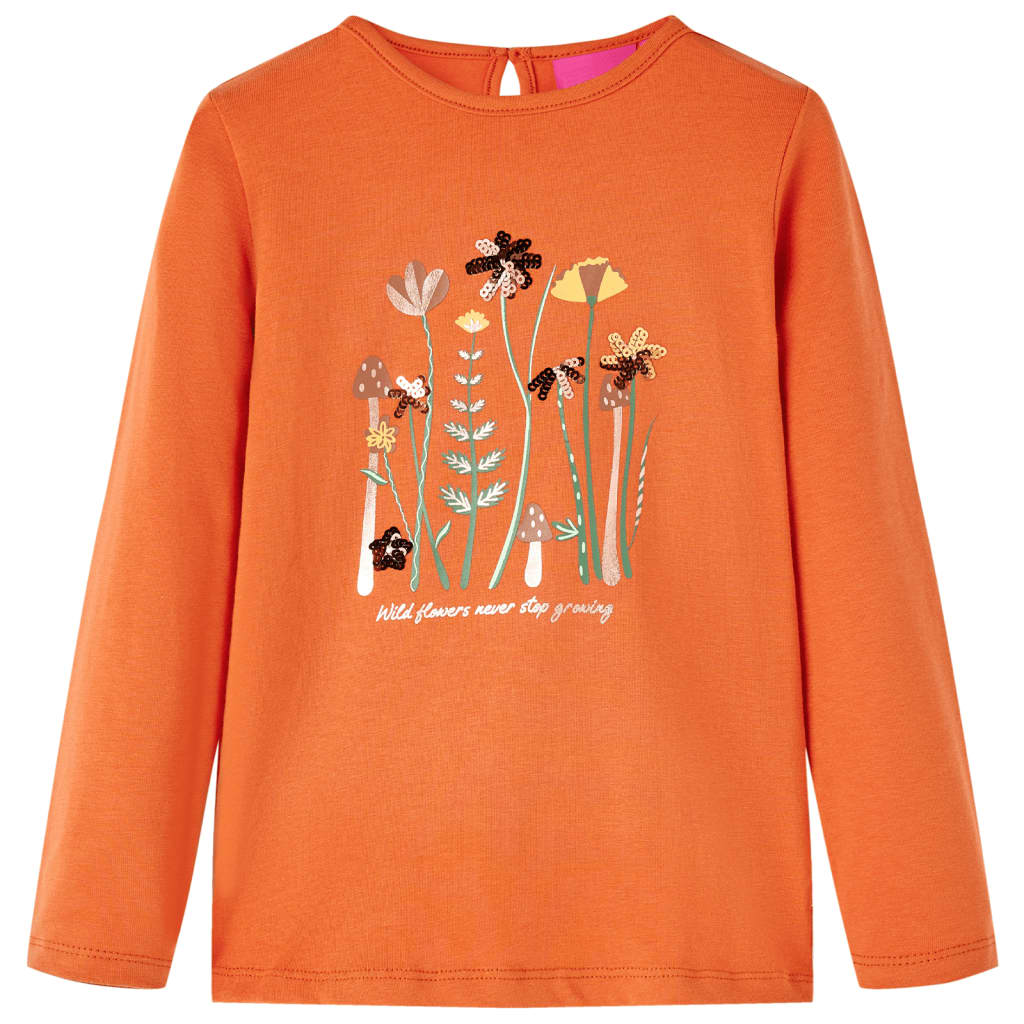 Camicia per bambini Vidaxl con maniche lunghe 128 Oranjebruin