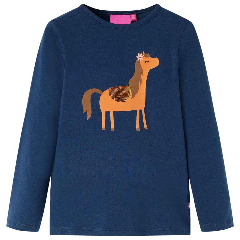 Camicia per bambini Vidaxl con maniche lunghe 104 blu navy