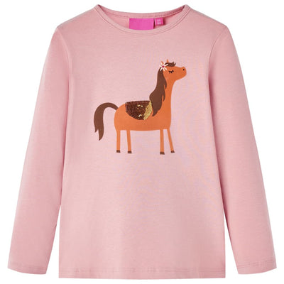 Camisa infantil de Vidaxl con mangas largas 128 rosa claro