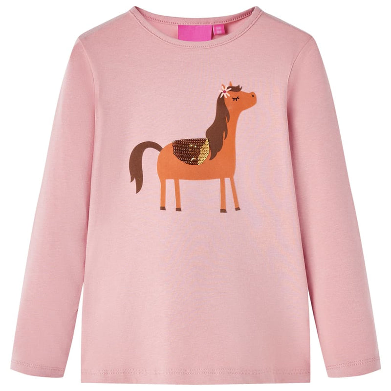 Camicia per bambini Vidaxl con maniche lunghe 128 rosa chiaro