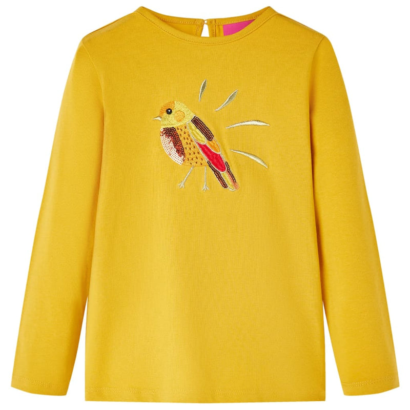Camicia per bambini Vidaxl con maniche lunghe 116 ocra scura colorata